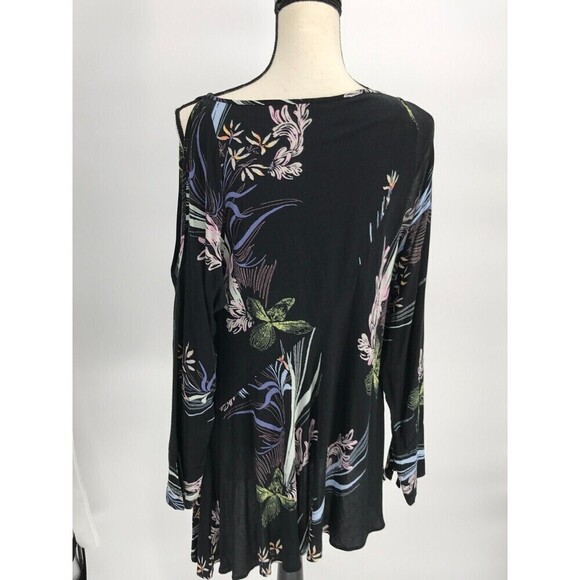 Free People‎ Clear Skies Black Cold Shoulder Tunic Dress XS Long Sleeve - Picture 4 of 12